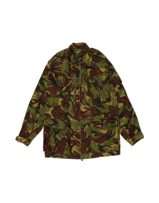 Vintage Military Jacket UK 36 Small In Green Camouflage
