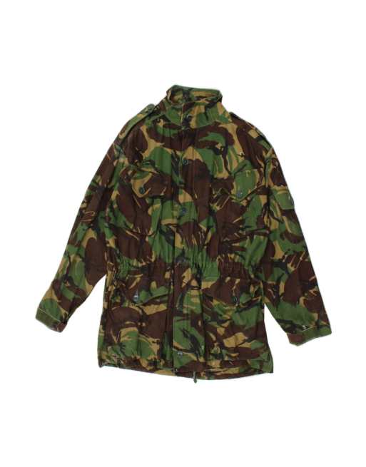 Vintage Military Jacket UK 38 Medium In Green Camouflage Army