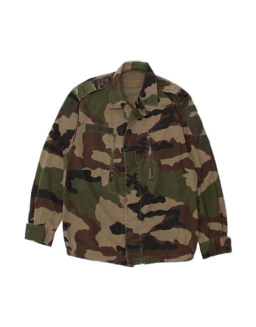Vintage Military Jacket UK 40 Large In Green Camouflage