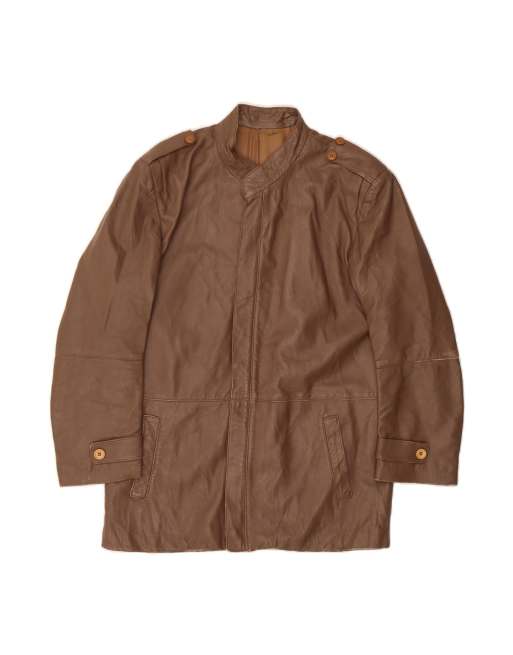 Vintage Military Leather Jacket It 48 Medium In Brown