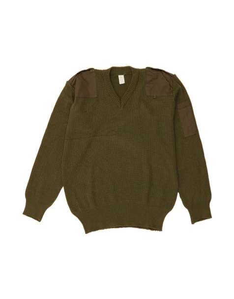Vintage Military V-neck Jumper Sweater XL In Khaki - view 1