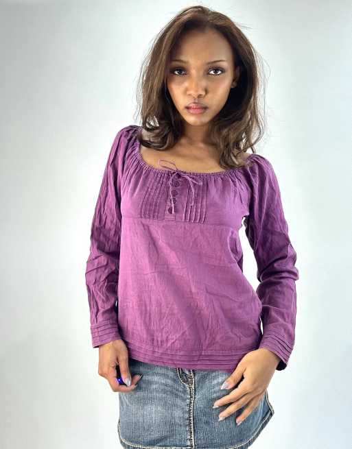 Vintage milkmaid style top in purple