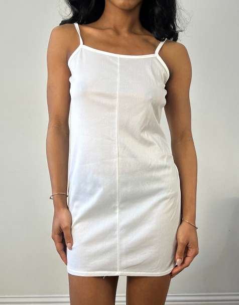 Vintage mini dress with seam detail in white - view 1