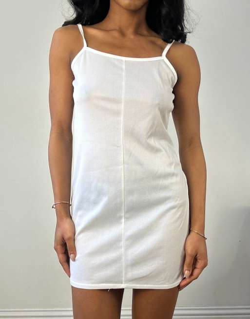Vintage mini dress with seam detail in white