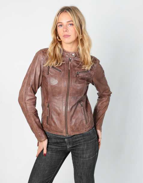Vintage Mini Lu S leather jacket in brown - view 1