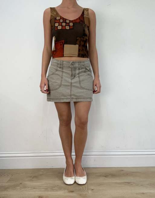 Vintage mini skirt in pale khaki, 4 of 4