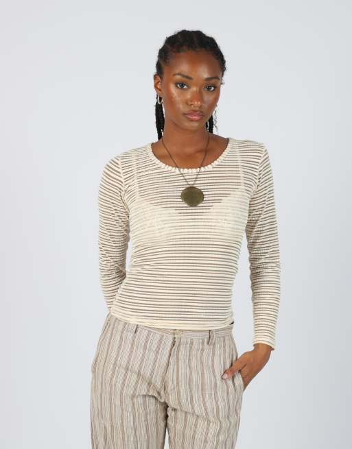 Vintage Mirella Mori S long sleeve top in cream