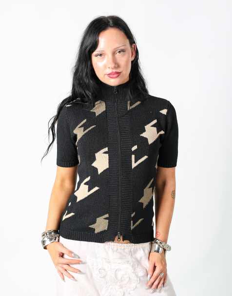 Vintage Misis S knitted top in black - view 1