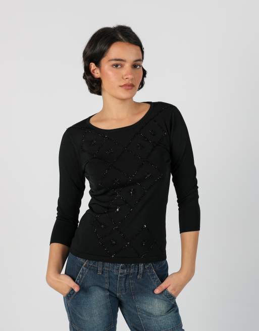 Vintage Misis S long sleeve top in black, 1 of 4