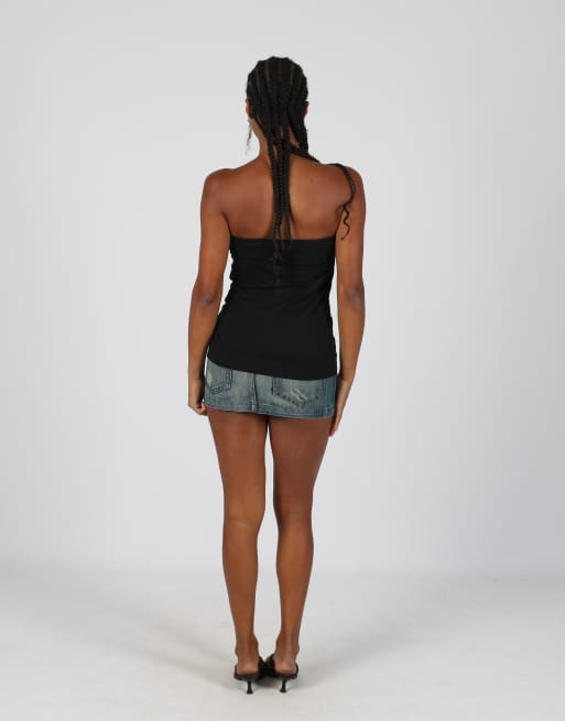 Vintage Miss Fang S denim mini skirt in blue, 3 of 4