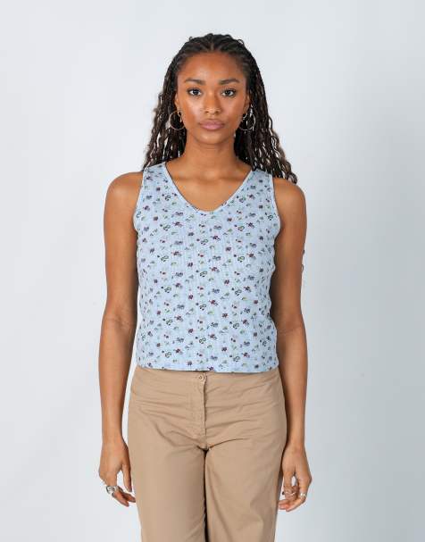 Vintage Miss Gym M woven vest in light blue - view 1
