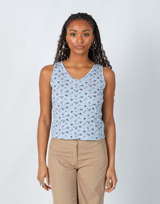Vintage Miss Gym M woven vest in light blue