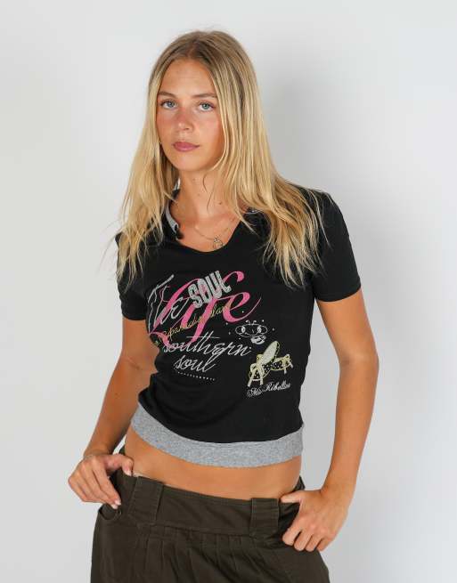 Vintage Miss Ribellina S baby tee in black