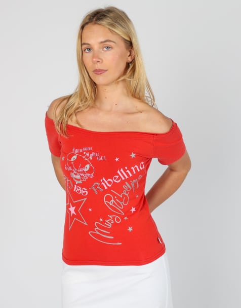 Vintage Miss Ribellina S baby tee in red - view 1