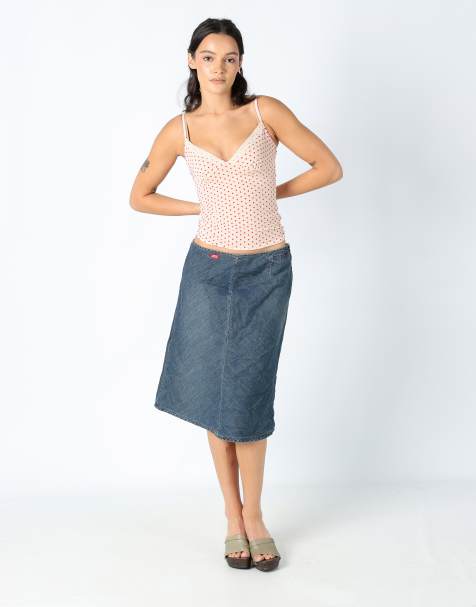 Vintage Miss Sixty L denim midi skirt blue - view 1