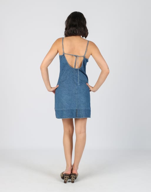 Vintage Miss Sixty M denim midi dress in blue, 3 of 4
