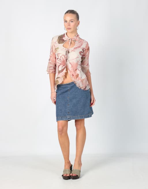 Vintage Miss Sixty M denim midi skirt in blue