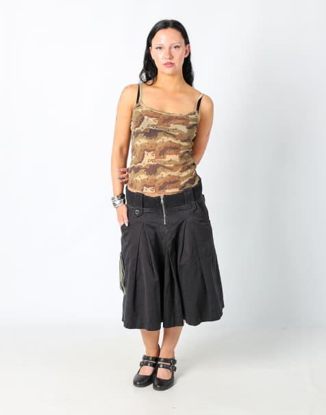 Vintage Miss Sixty M woven midi skirt in black - view 1