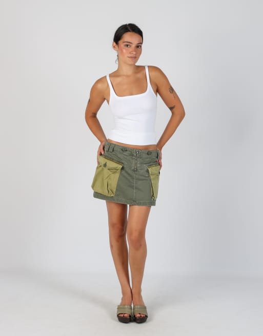 Vintage Miss Sixty M woven mini skirt in dark green