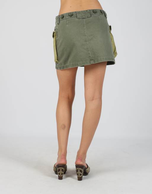 Vintage Miss Sixty M woven mini skirt in dark green, 4 of 4