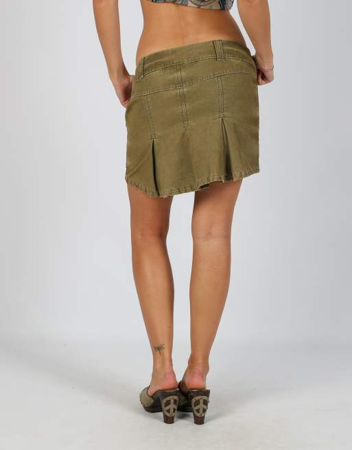 Vintage Miss Sixty M woven mini skirt in dark green, 4 of 4