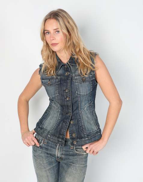 Vintage Miss Sixty M woven vest in blue - view 1