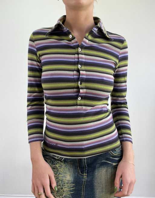 Vintage miss sixty stripe shirt in green