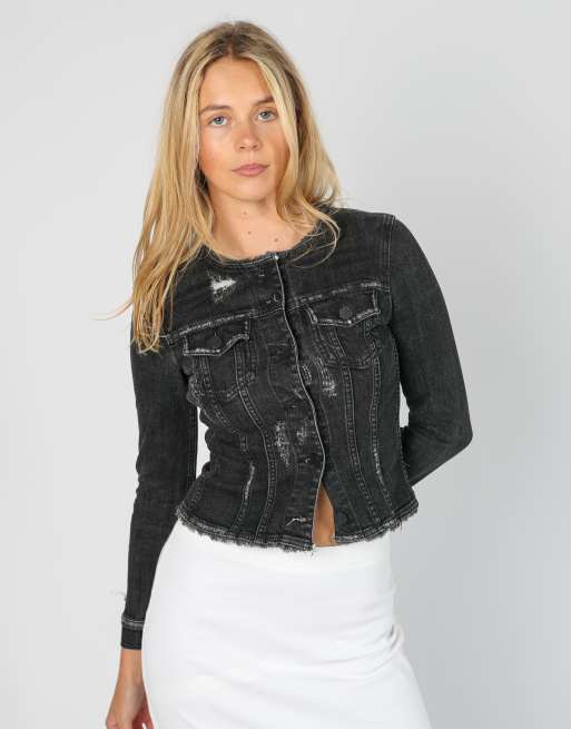 Vintage Miss Sixty XS denim jacket in charcoal grey