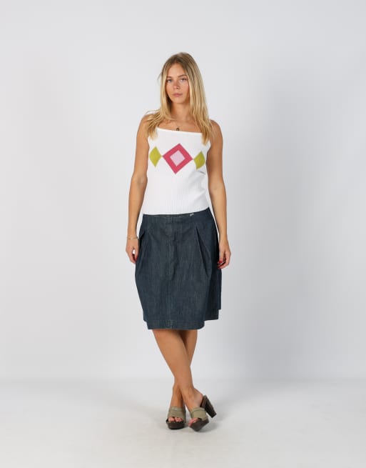 Vintage Miss Sixty XS denim midi skirt in blue, 1 of 4