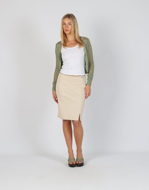 Vintage Miss Sixty XS woven midi skirt in beige