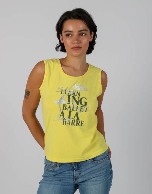 Vintage Miss&Max M woven vest in yellow, 1 of 4