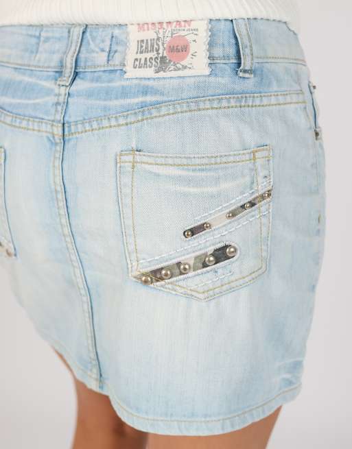 Vintage Misswan S denim mini skirt in light blue, 4 of 4