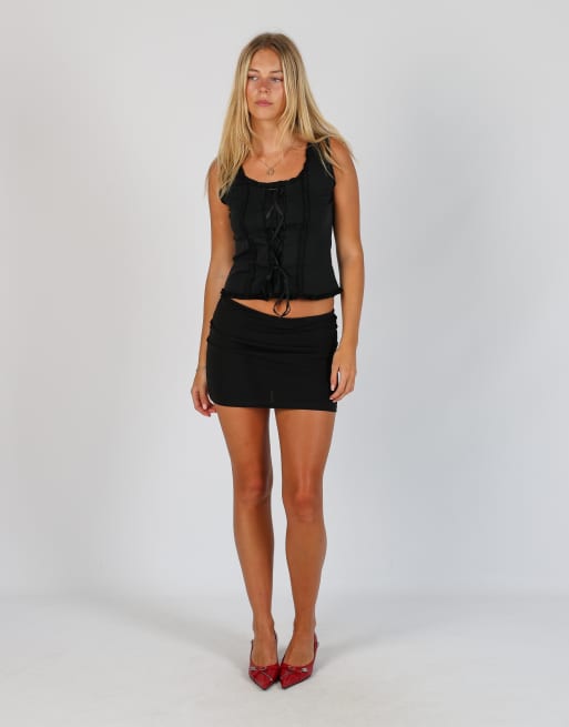 Vintage Mixeri XS woven mini skirt in black