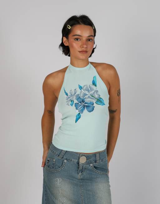 Vintage Mixin XS woven top in light blue, 1 of 4