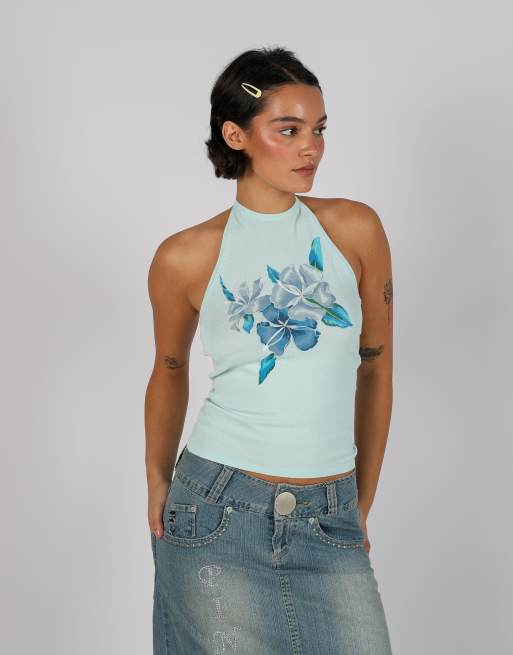Vintage Mixin XS woven top in light blue, 3 of 4