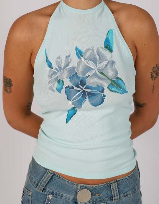 Vintage Mixin XS woven top in light blue, 4 of 4
