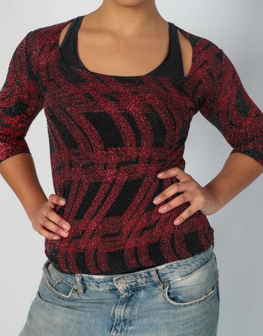Vintage M.M.A M long sleeve top in red, 4 of 4