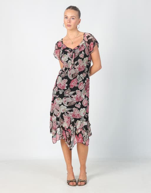 Vintage Moda Piu M woven midi skirt in black