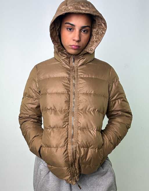 Vintage Moncler L Padded Coat in Beige Tan