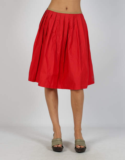 Vintage Moncler XS woven midi skirt in red, 2 of 4
