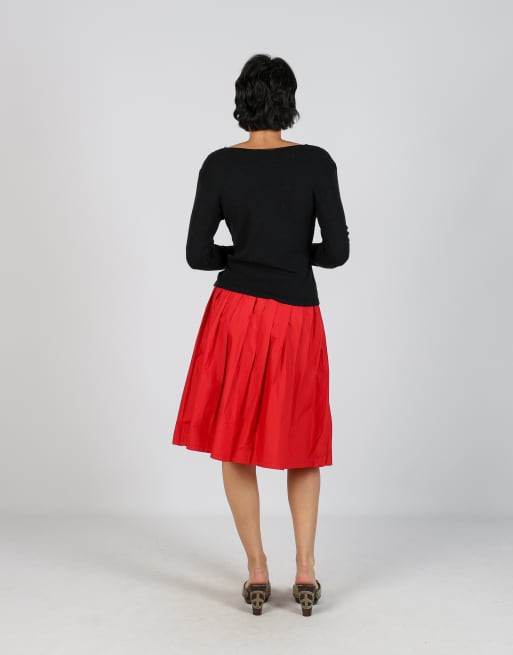 Vintage Moncler XS woven midi skirt in red, 3 of 4