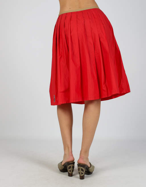 Vintage Moncler XS woven midi skirt in red, 4 of 4