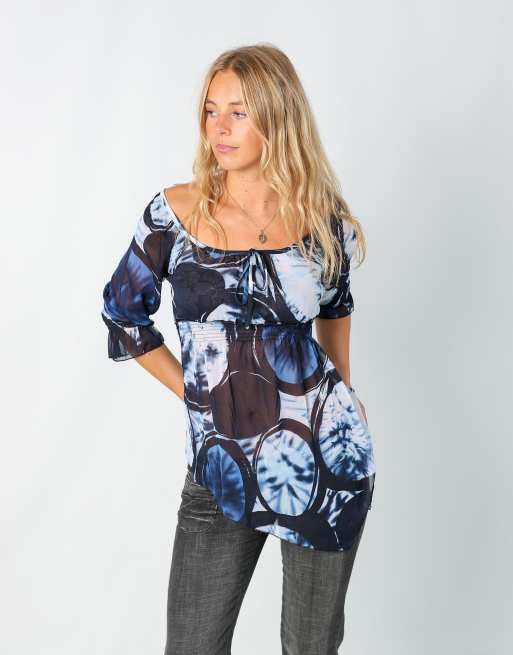 Vintage Monella Vagabonda M blouse in navy blue