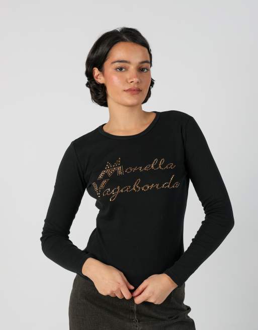 Vintage Monella Vagabonda S long sleeve top in black, 1 of 4