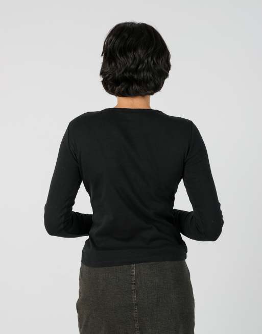 Vintage Monella Vagabonda S long sleeve top in black, 2 of 4