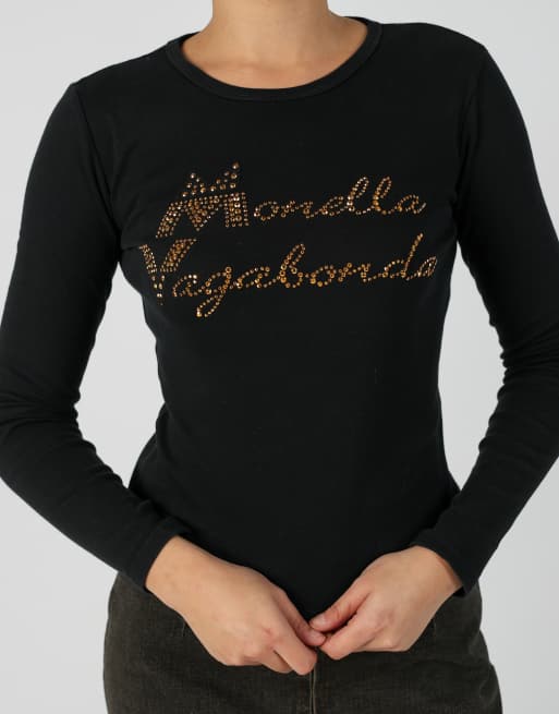 Vintage Monella Vagabonda S long sleeve top in black, 4 of 4