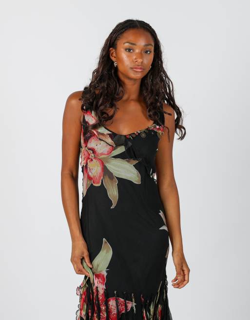 Vintage Monica Magni S woven midi dress in black, 2 of 4