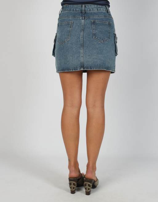 Vintage Monique M denim mini skirt in blue, 4 of 4