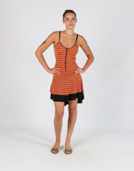 Vintage Mood XS woven midi dress in orange