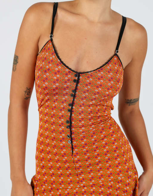 Vintage Mood XS woven midi dress in orange, 4 of 4
